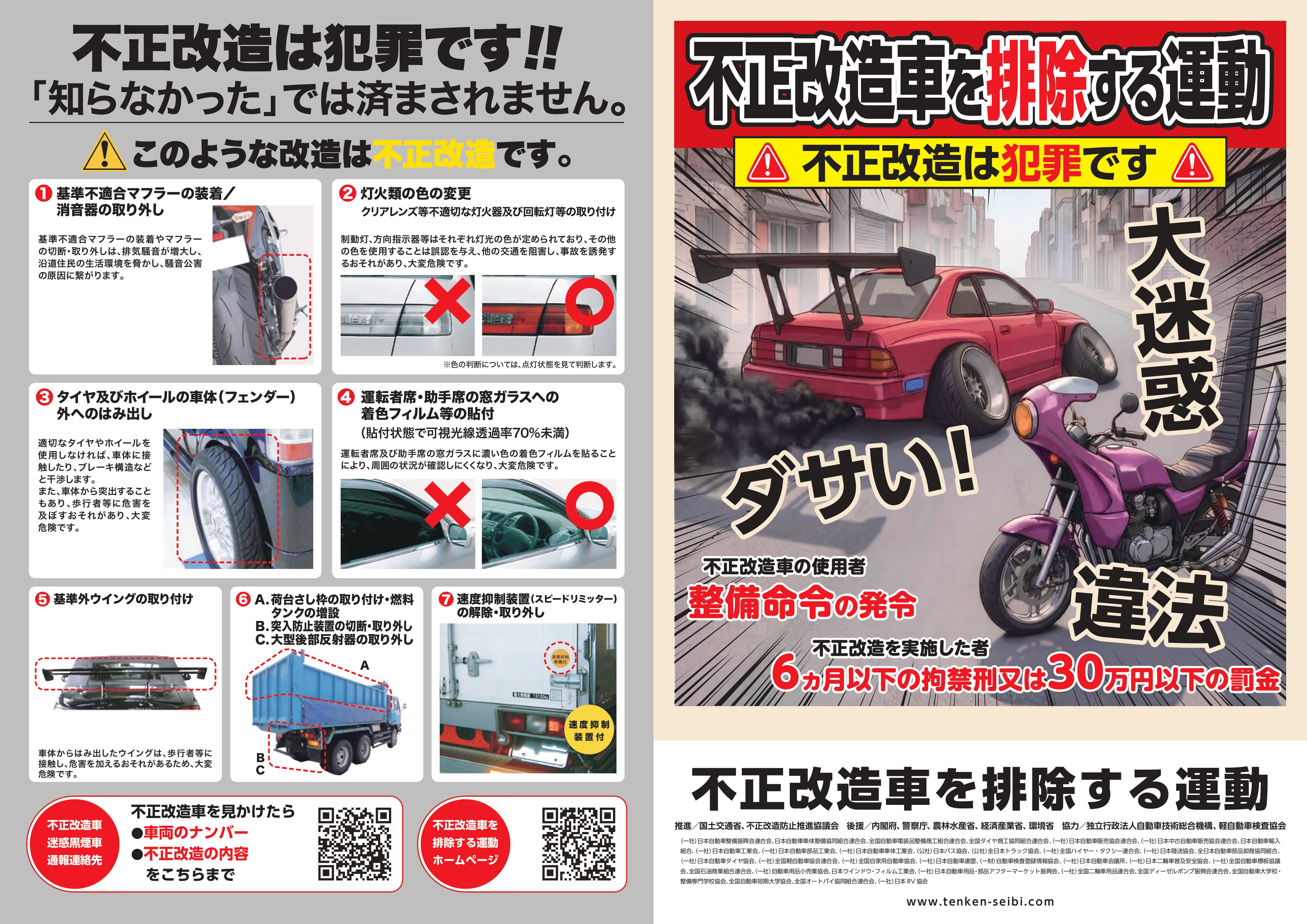 令和8年リーフレット配置図「不正改造車排除推進運動」